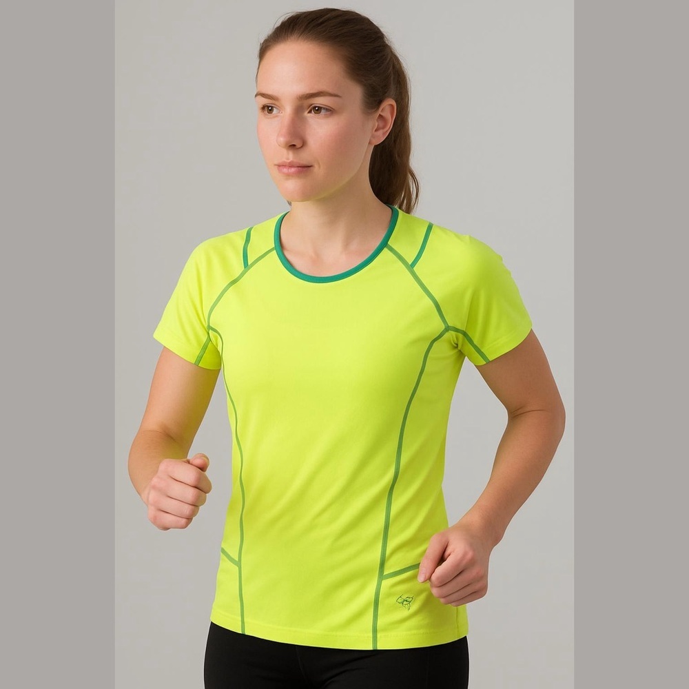 ARCTERYX Yellow Tolu Running Short Sleeve Tee w/Contrast Green Stitching Size M